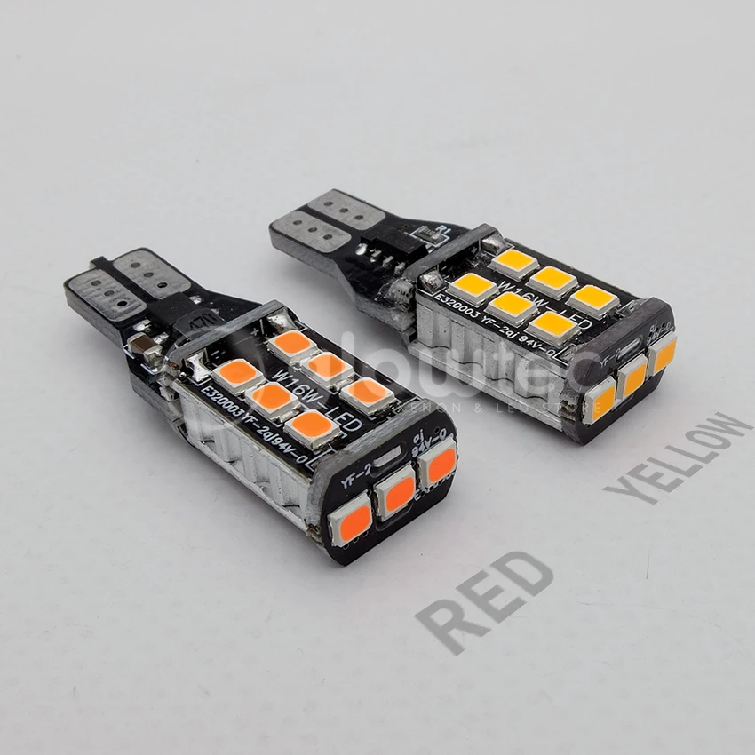2pcs New T15 15SMD 7.5w W16W LED Light Car LED NO ERROR Back UP light rear Lamp white Car styling GLOWTEC
