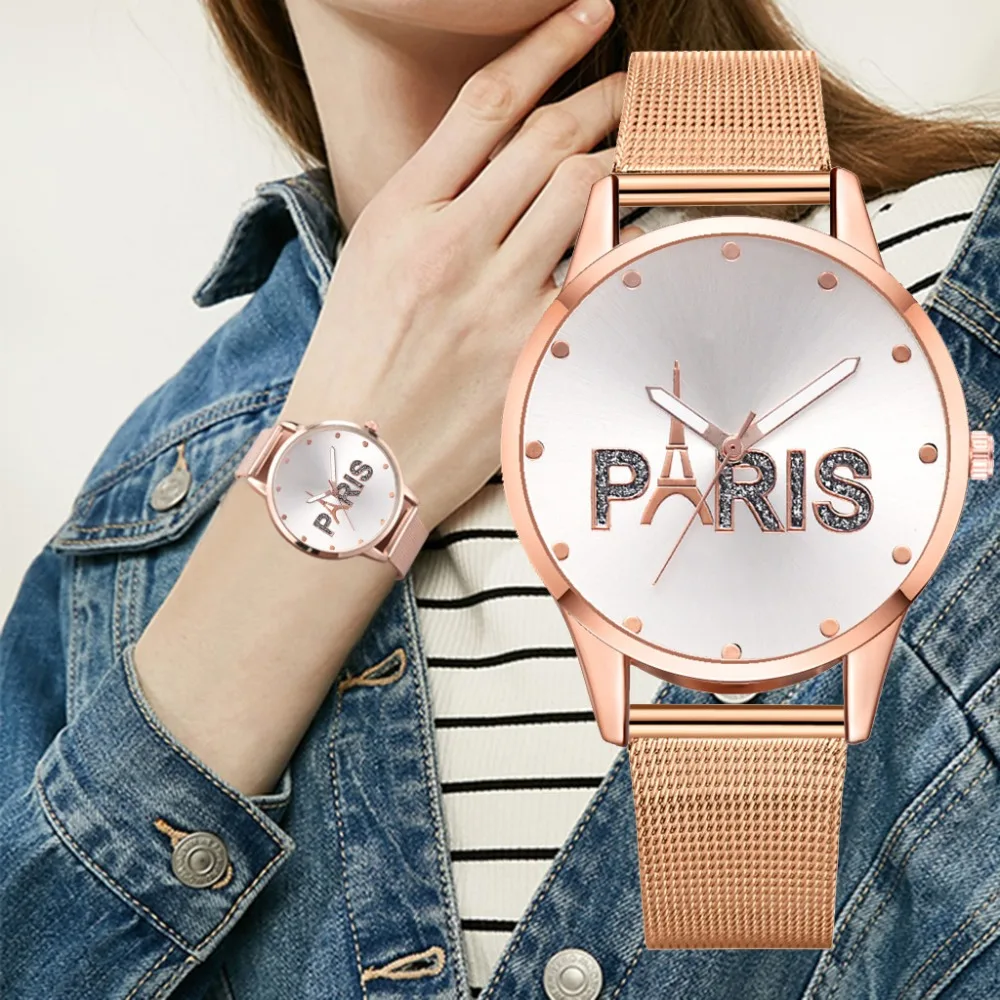 

Hot Sale Women Watches Casual Dial Ladies Quartz Wristwatch Rose Gold Mesh Belt Strap Fashion Movement Clock Zegarki Damskie@50
