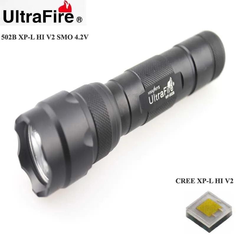 

U-F 502B CREE XP-L HI V2 1600lm Cool White Light 4.2V 5-Mode SMO LED Flashlight (1 x 18650)