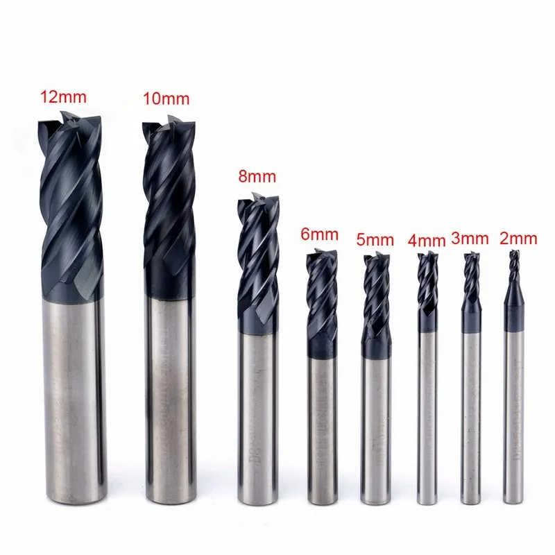 8pcs/Lot 2 12mm Milling Cutter Carbide End Mill Set 4 Flutes Tungsten