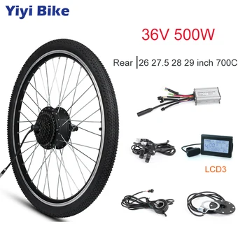

Electric Motor Wheel 36V 500W Brushless Gear Hub Motor Electric Bike Conversion Kit LCD3 Display Bicycle Rear 26 27.5 700C 28 29