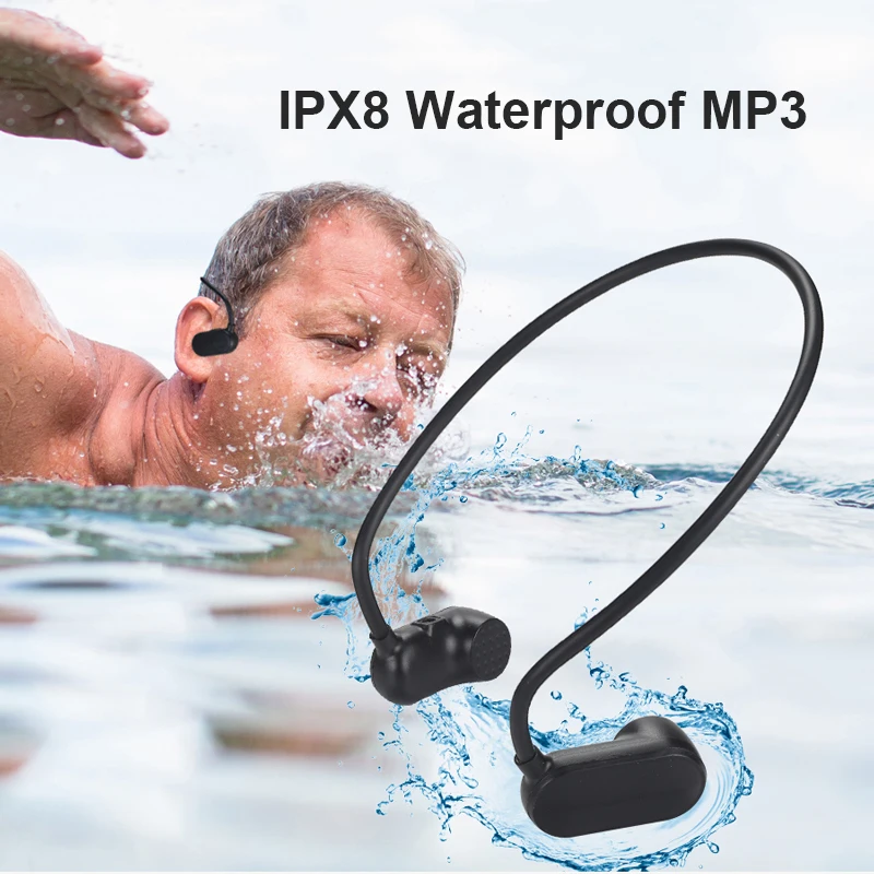 

OKCSC Bone Conduction MP3 HiFi Music Player IPX8 Waterproof 8G 16G Swimming Sport Outdoor Players Earphone Style USB Charge