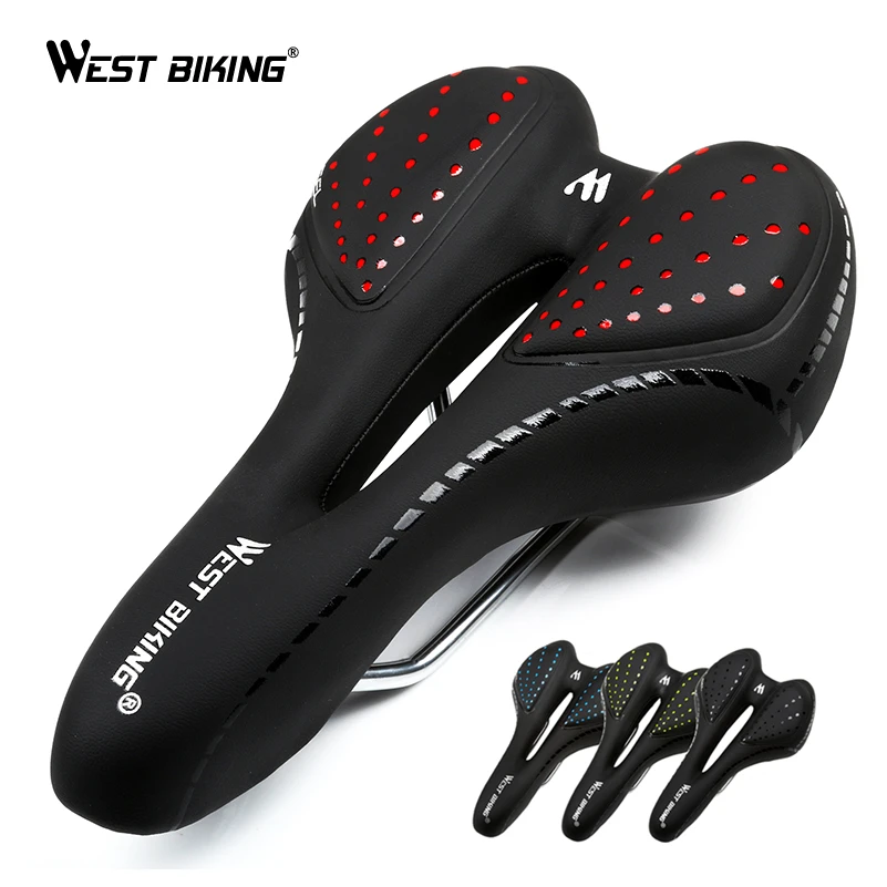 WEST BIKING Bicycle Saddle Breathable PU Leather Hollow Cushion