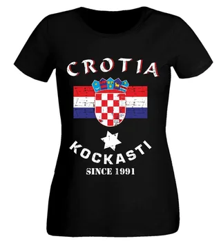 

2019 Summer Women T-shirt Kroatien T-Shirt CRO Soccers T Shirt Women's Crotia Footballer Cute T-shirt