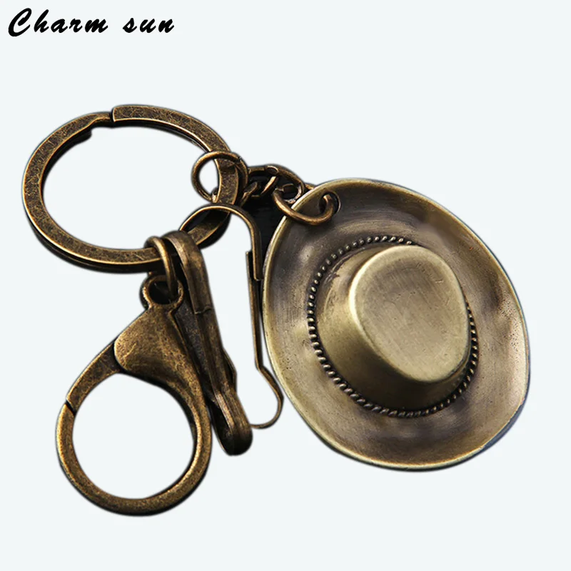 Creative Bronze Hat Keychain Vintage Cowboy Metal Key Pendant Pendant