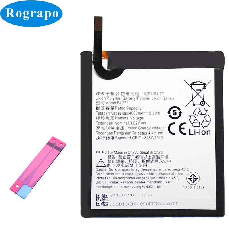

New 4000mAh BL272 Mobile Phone Replacement Battery Batterij Accumulator For Lenovo Vibe K6 Power K33A42 K33A48