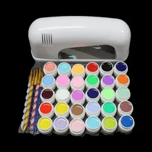 Pro 9 Вт Белый УФ-Лампы Отверждения Сушилка& 30 Цвет Чистая УФ ГЕЛЬ Кисть Nail Art Набор BTT-118 искусство