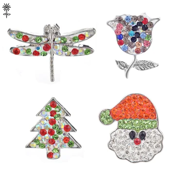 

Wholesale 10pcs/lot Ginger Snap Button Charms Jewelry Mix Rhinestones Fit 20mm 18mm Interchangeable Snap Button Cap