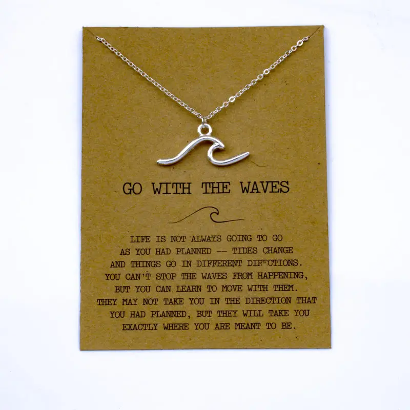 SanLan 1 шт серфинга девушка ожерелье океанская волна ювелирные изделия с открыткой подарок для нее - Окраска металла: 09