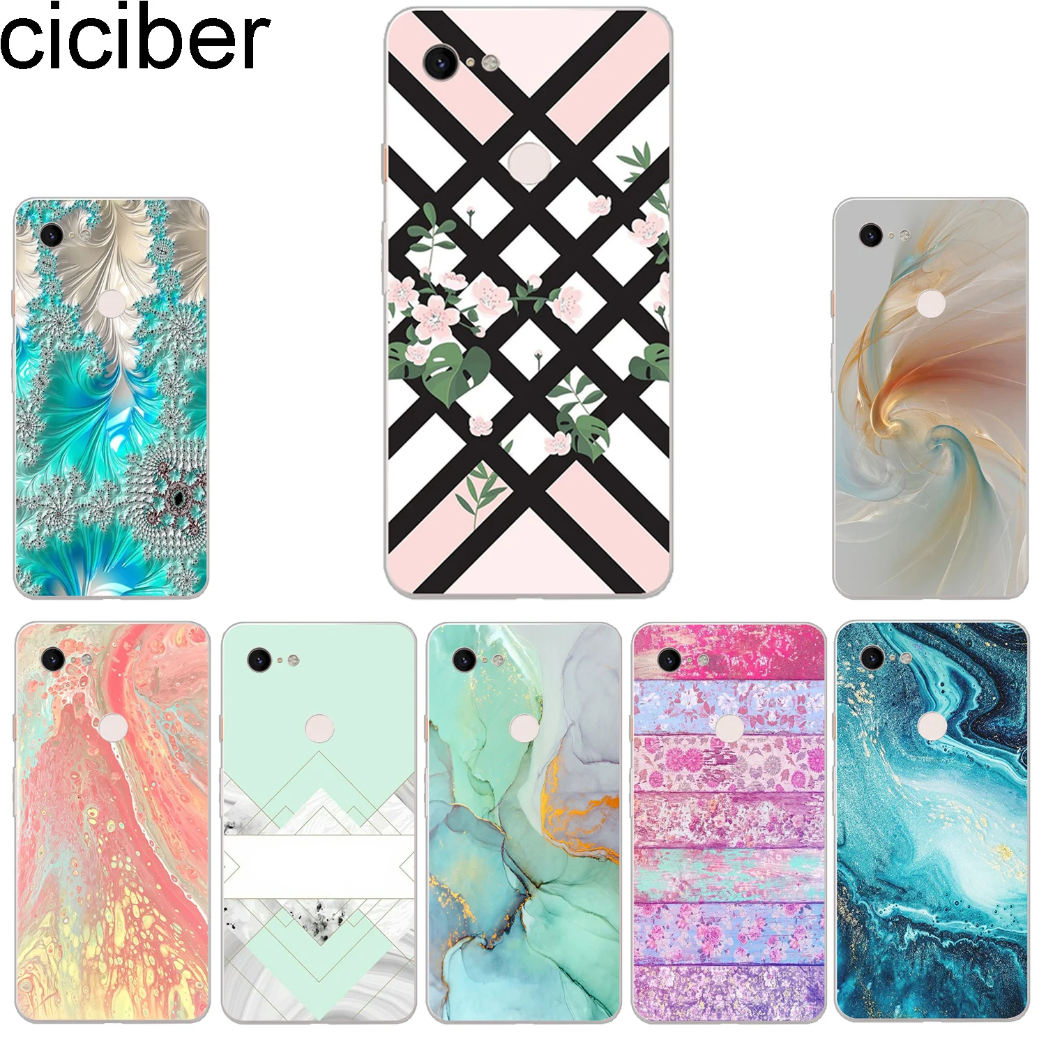 

ciciber New Fashion Phone Cases For Google Pixel 3 2 XL Case Soft TPU Back Cover for Pixel 3XL 2XL Marble Stripe Design Fundas