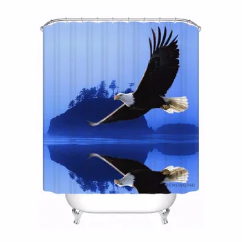 

Custom Eagle Bathroom Acceptable Shower Curtain Polyester Fabric Bathroom Curtain #180320-01-152