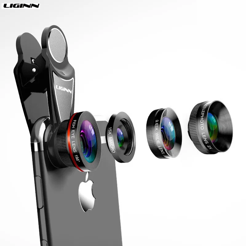 

Cellphone Camera Lens 4 in 1 Kit 0.63X Wide Angle Macro Telescope Fish Eye Universal Clip External Lenses For iPhone And Sumsung