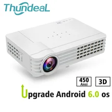 ThundeaL Shutter Active 3D DLP Projector DLP-600W DLP900W Android 6.0 WiFi Bluetooth 450Ansi Lumen HD 3D Video Mini HD Projector