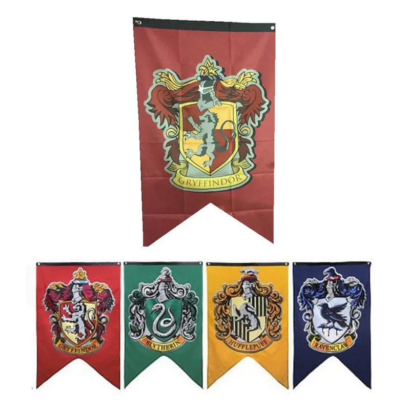 

75cmx125cm Harry Potter Gryffindor Hufflepuff Slytherin Ravenclaw Flag Hogwarts College Flag Home Decor Polyester Banner