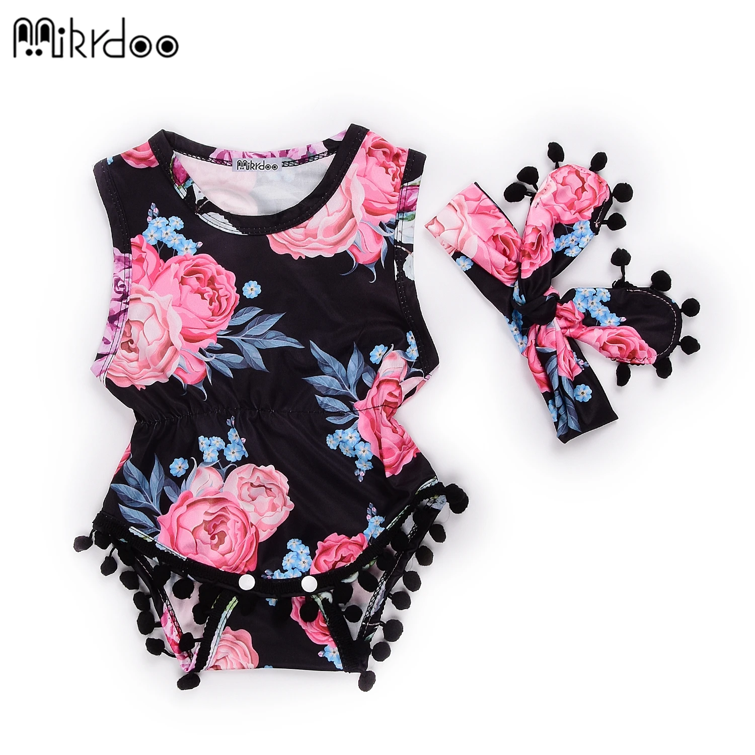Summer Baby Girl Bodysuit Newborn Baby Clothes flowers Prited vest