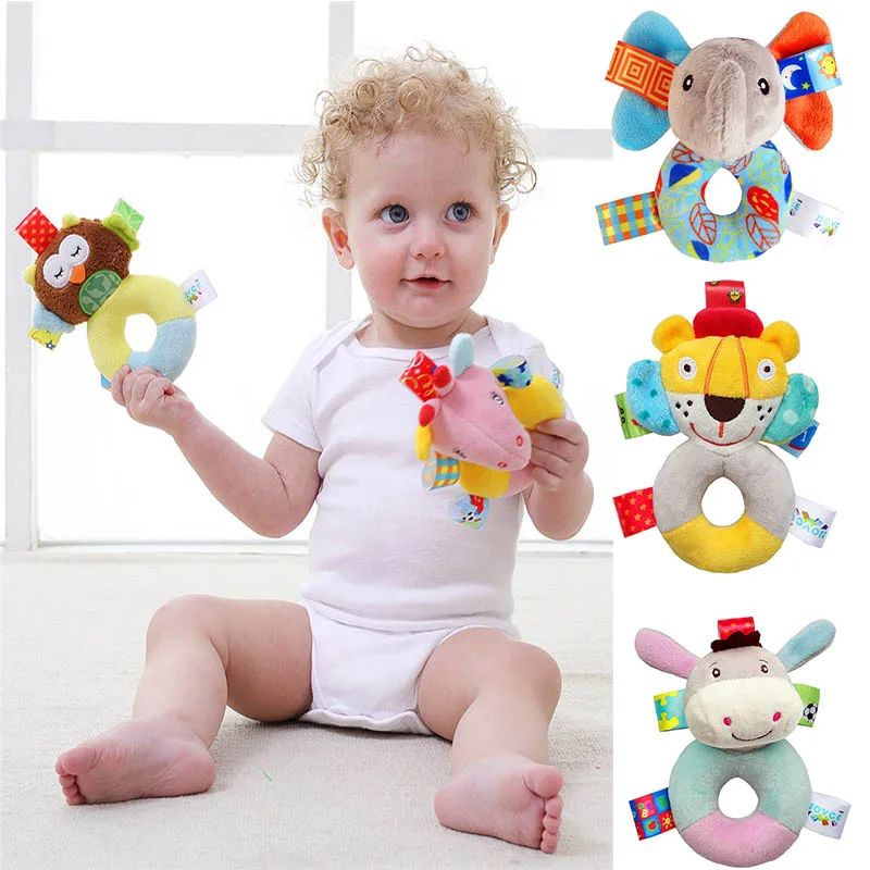 

Baby Toys Plush Infant Development Soft Animal Handbells Rattles Handle Toys Interactive Newborn Gift Toys For Baby 0-24 Month
