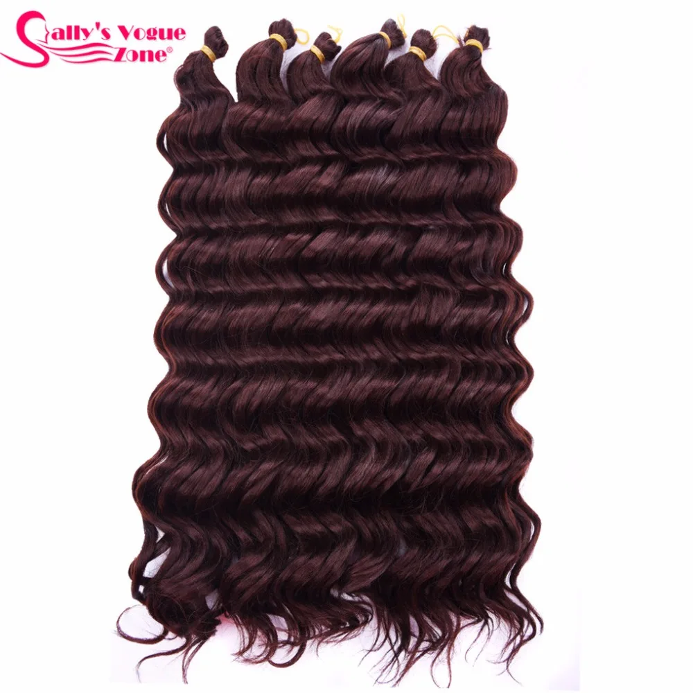Sallyhair High Temperature Synthetic Deep Wave Twist Crochet Braids Black Color Bulk Hair Extension  (53)
