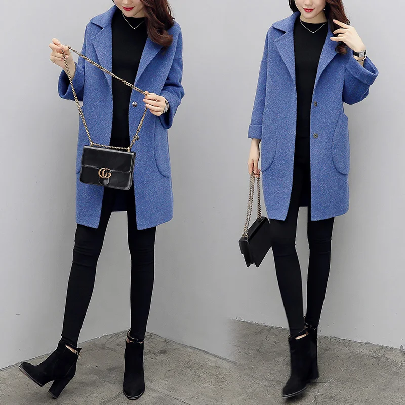 

Hot Sale Woman Wool Coat High Quality Winter Jacket Women Slim Woolen Long Cashmere Coats Cardigan Jackets Elegant Blend
