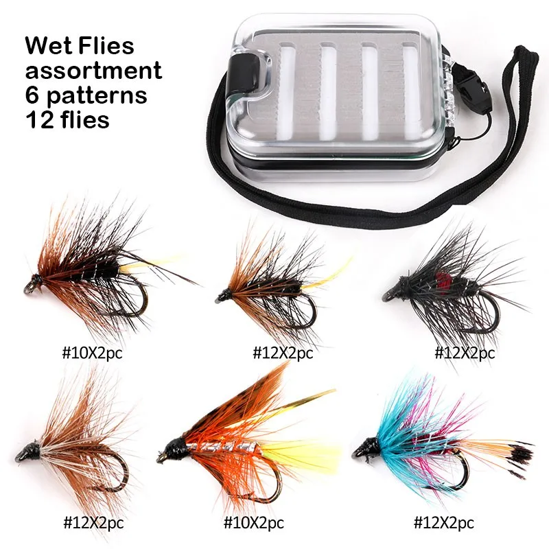 wet flies assortment 6 patterns 12 flies
