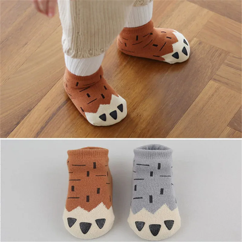 Ideacherry/зимние плотные носки для малышей Мягкие хлопковые носки для новорожденных с мультяшными лапами Носки для маленьких мальчиков и девочек милые теплые носки для малышей