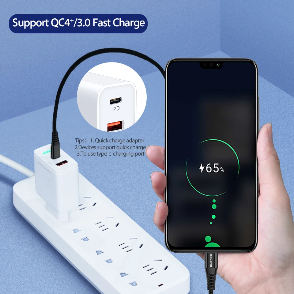 0,3 м usb type-C кабель для USB C кабель быстрой зарядки для samsung Note10 S10 Plus Xiaomi Quick Charge 4,0 USB C кабель