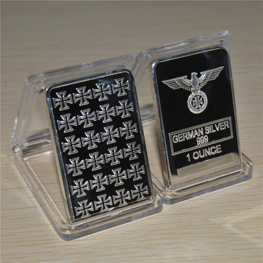 Немецкая коллекция монет, 1 унция 999 тонкая серебряная планка с монета с изображением орла немецкая WW2 Железный Крест серебряной планки