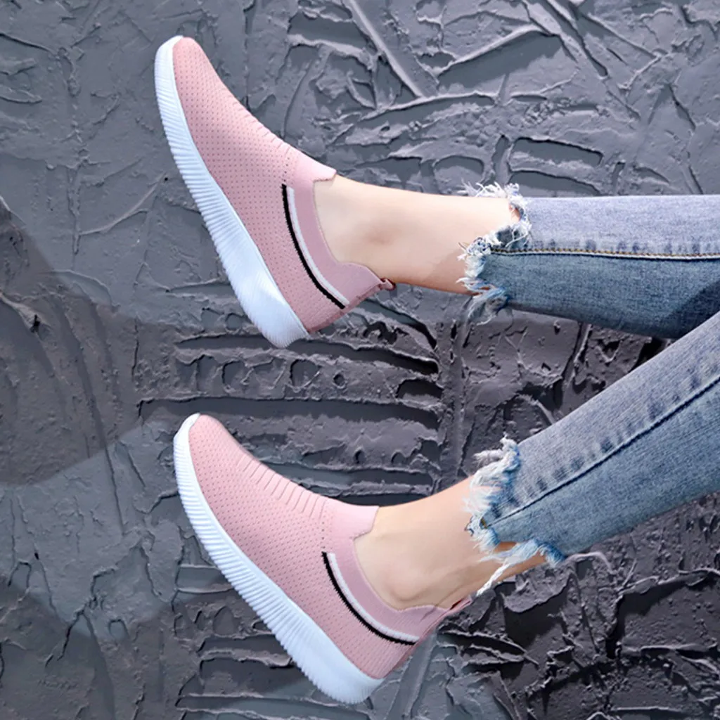Кроссовки женские сетчатые дышащие без шнуровки спортивная обувь для бега на