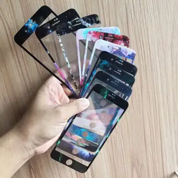 

Starry Sky Milky Way Curve Edge Color Fiber Tempered Glass Film For iPhone 6 6s 7 8 Plus Screen Protector Full Cover