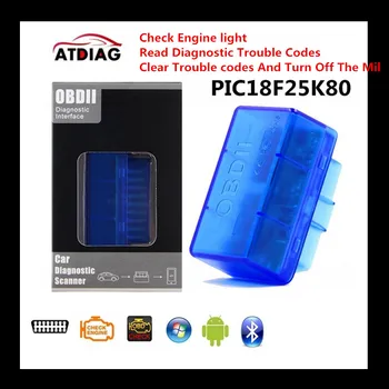 

Super Mini Elm327 Bluetooth OBD2 V1.5 OBD 2 Car Diagnostic-Tool Scanner Elm-327 OBDII Adapter Auto Diagnostic Tool PIC18F25K80