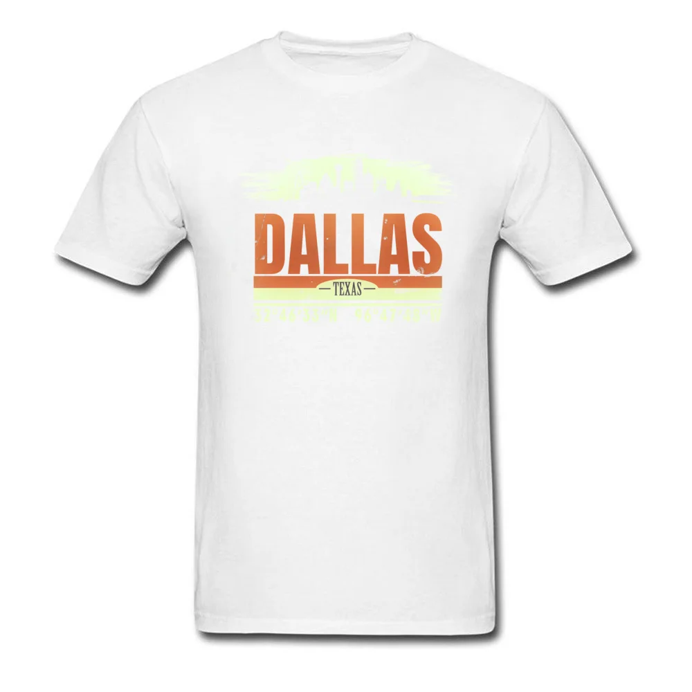 T Shirt Dallas City Old School design Summer/Autumn Short Sleeve 100% Cotton O Neck Men Top T-shirts Design Tops Tees Hot Sale Dallas City Old School design white