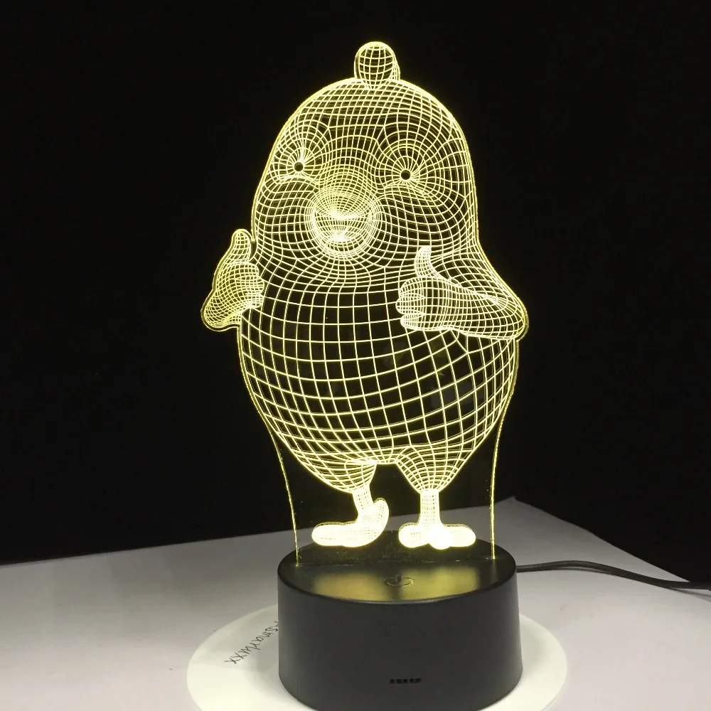 Большой палец вверх мультфильм Chickren 3D ночника номер настольные лампы