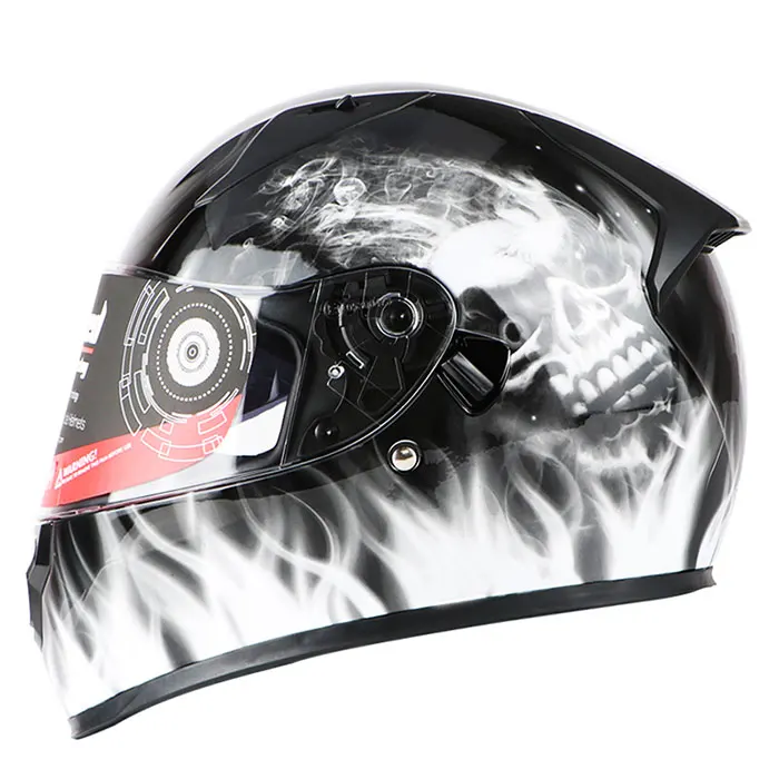 Бренд moto rcycle полный шлем для взрослых мужские cascos capacete мотоциклетный шлем moto cross шлемы с двойными линзами T129 - Цвет: smoke skull