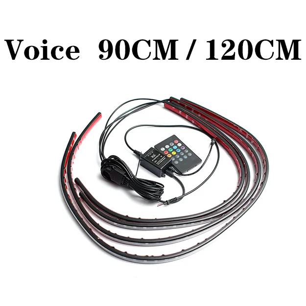 Voice 90CM 120CM 4 шт. автомобильный подсвечивающий гибкий светодиодный светильник с пультом дистанционного управления/управлением через приложение RGB декоративная атмосферная лампа подсвечивающая система нижнего белья неоновый светильник - Испускаемый цвет: Voice 90CM 120CM