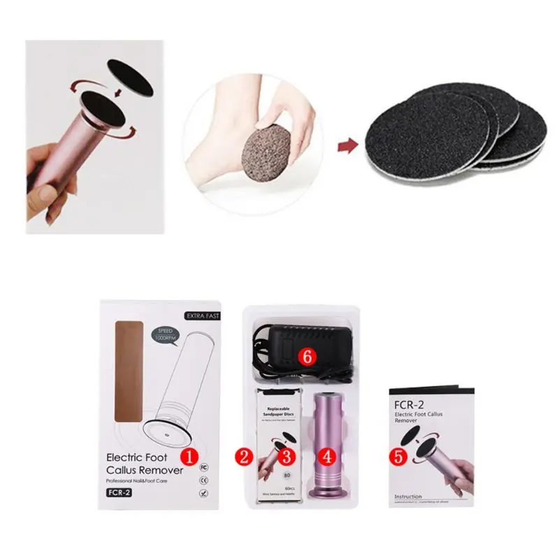  Electric Foot Callus Remover Speed Adjustable Professional Pedicure Machine with 60 PCS Replacement