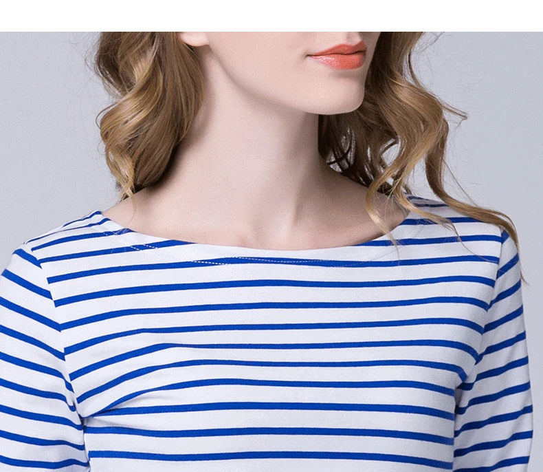 VOLOCEAN футболка известного бренда осень зима футболки для женщин Классическая полосатая хлопковая футболка для женщин плюс размер женская футболка