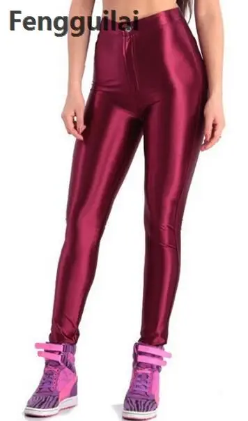 high waisted shiny disco pants