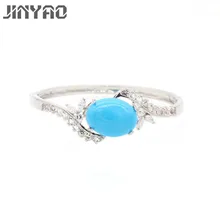 JINYAO Fashion Simple Gold Color Blue Stone Orange Zircon Charm Wrist Bracelet Bangle For Women Wedding Party Jewelry