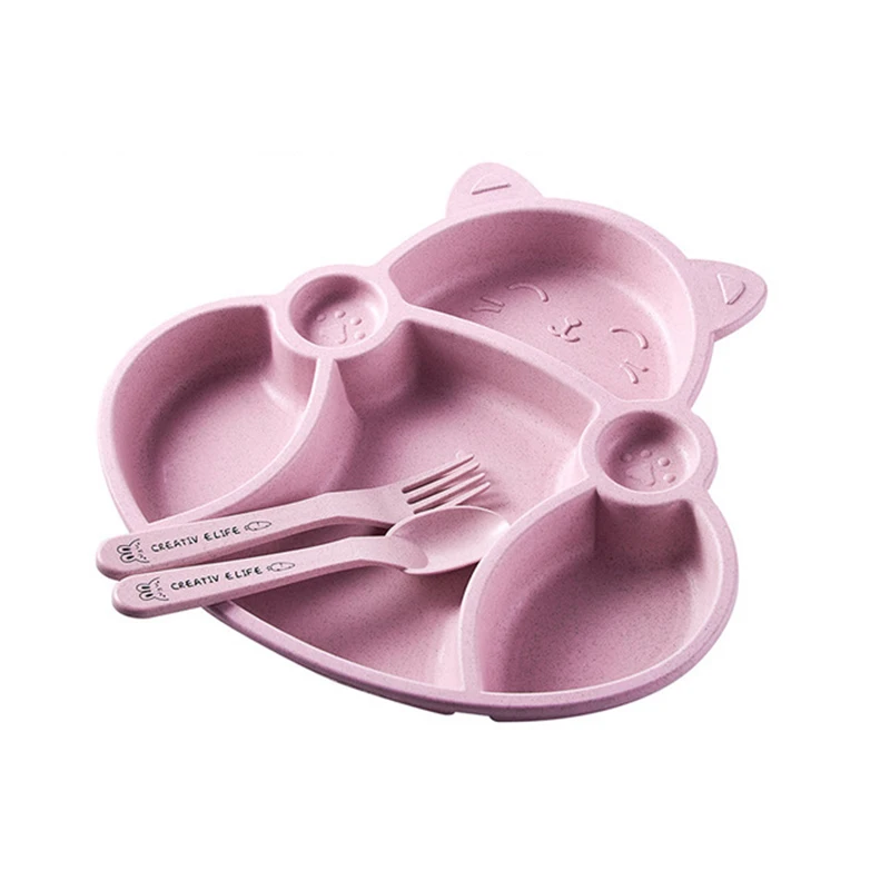 3 шт./компл. подушки для сиденья Комплектная посуда для кормления детей вещь Еда пластина детская посуда для обеденного стула вспомогательные принадлежности - Цвет: Розовый