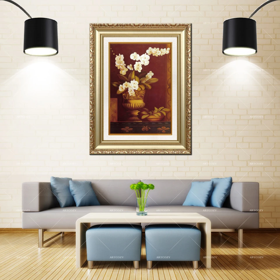 

Artcozy Golden Frame Abstract Jasmine Flower Waterproof Canvas Painting