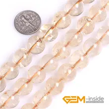 Gem-внутри 8/10/12 мм цитрин круглый кристалл натуральный камень бисер DIY свободные шарики для ювелирных изделий делая Strand 15 дюймов