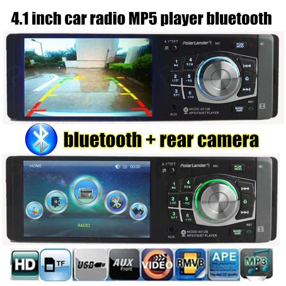 

High Quality One Din 4.1inch Support Bluetooth/rear Camera/FM/Aux/USB/TF MP5 Player 7 Background Color Steer Wheel Control