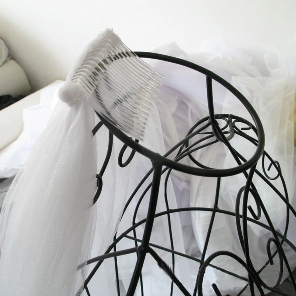 Simple Bridal Veil Short Tulle White Ivory Two Layers Wedding Veils Ribbon Edge with Hair Comb for Wedding Party Accessories Simple Bridal Veil Short Tulle White Ivory Two Layers Wedding Veils Ribbon Edge with Hair Comb for Wedding Party Accessories