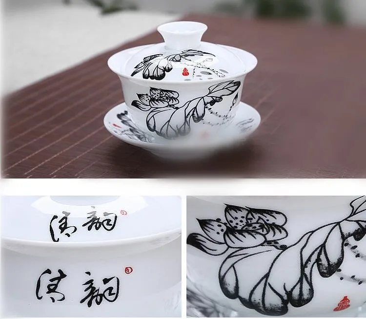 200 мл большая емкость китайский Tureen кунг-фу чайная чаша, Gongfu Gaiwan Чайник, керамический чайный сервиз