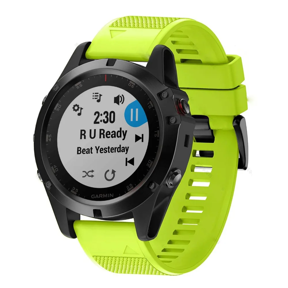 FIFATA 20 мм 22 мм 26 мм смарт часы ремешок для Garmin Fenix 6X/6/6S Pro/5X/5/5s Plus gps часы цвет силиконовый заменить браслет - Цвет: Green