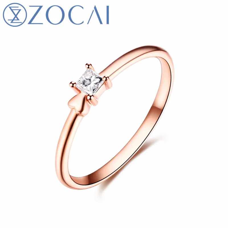 

ZOCAI New Design Gift Ring Real certificated 0.09 CT Diamond Ring with 18K Rose Gold (Au750) W80104T