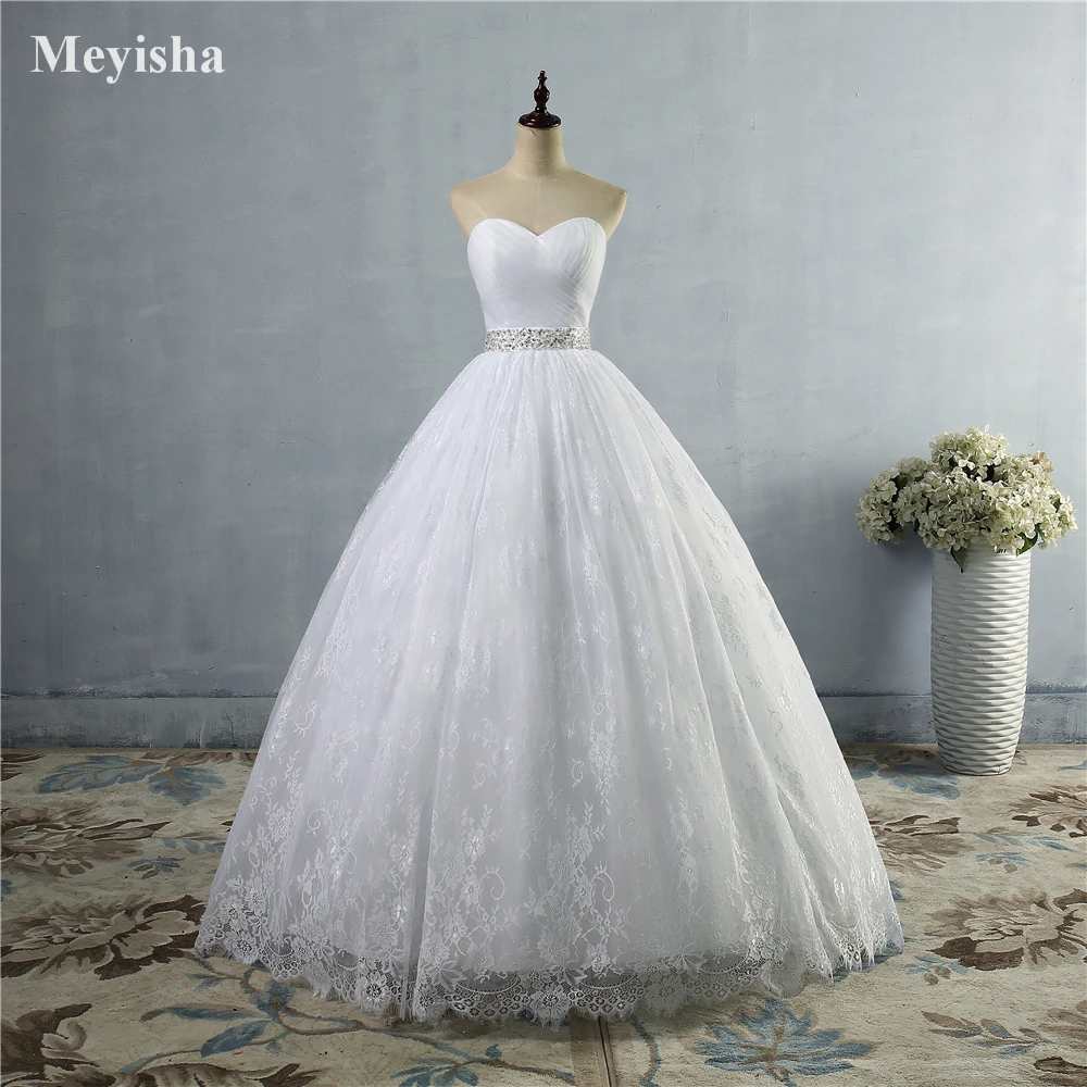 

ZJ9023 2023 New Stock US Size 2-26 White/Ivory Pleat Beading Crystal Ball Wedding Dress Bride Gowns