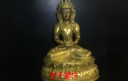 Тибет Античная Амитаюс Длительный Срок Будды Фигурка Статуя