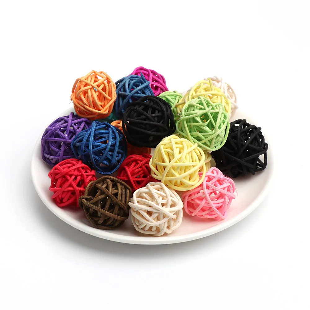 

10Pcs/lot 3cm Home DIY Craft Ornament Supplies Artificial Straw Ball Rattan Wedding Decor Birthday Party Decor Rattan ball