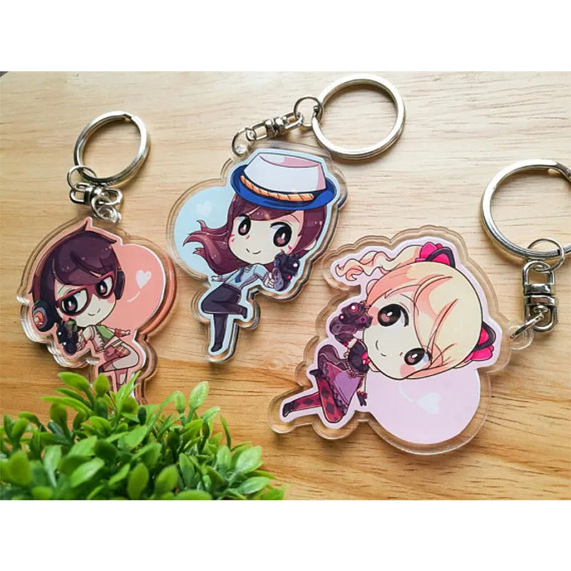 

6pcs custom clear acrylic charms anime keychains double-side print key chain badge