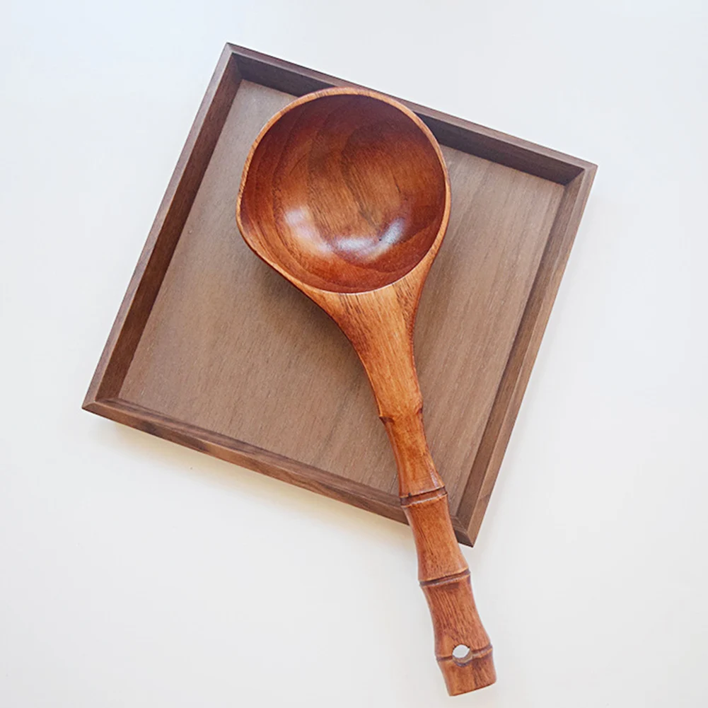 

Eco-friendly Scoop Party Non Slip Cutlery Bamboo Joint Tableware Straight Handle Kitchen Easy Clean Wooden Cooking Soup Spoon